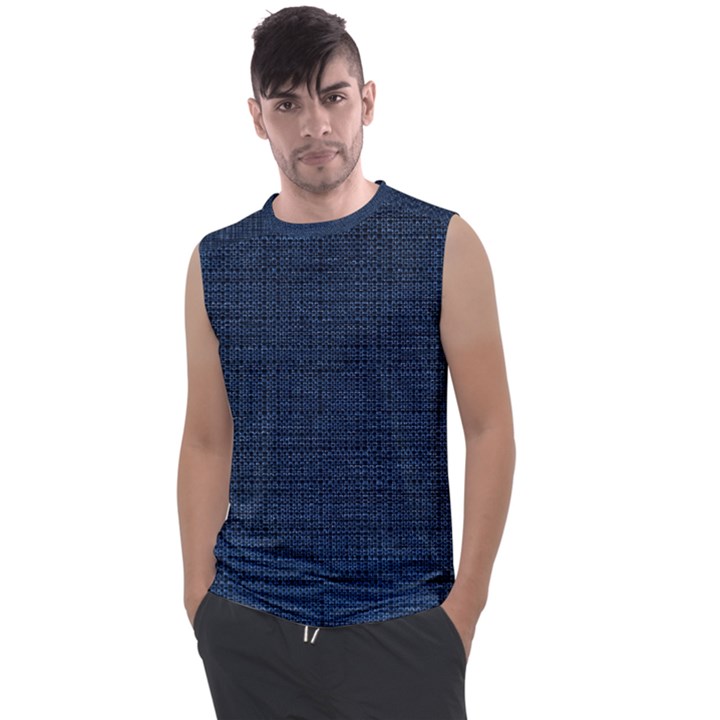 Digital dark blue Linen Men s Regular Tank Top