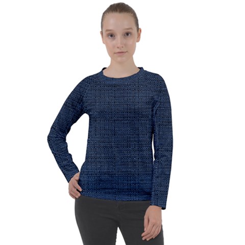 Digital Dark Blue Linen Women s Long Sleeve Raglan Tee by ConteMonfrey