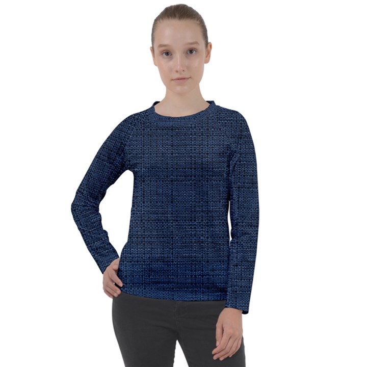 Digital dark blue Linen Women s Long Sleeve Raglan Tee