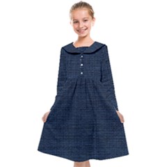 Digital Dark Blue Linen Kids  Midi Sailor Dress by ConteMonfrey