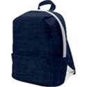 Digital dark blue Linen Zip Up Backpack View1