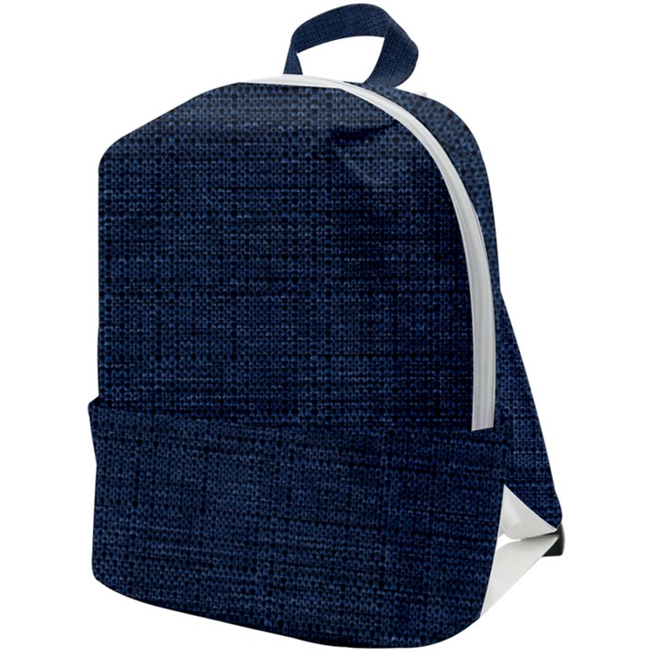 Digital dark blue Linen Zip Up Backpack