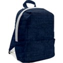 Digital dark blue Linen Zip Up Backpack View2