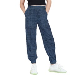 Digital Dark Blue Linen Kids  Joggers by ConteMonfrey