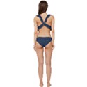 Digital dark blue Linen Low Cut Ruffle Edge Bikini Set View4