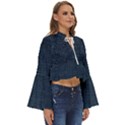 Digital dark blue Linen Boho Long Bell Sleeve Top View3