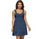 Digital dark blue Linen Ruffle Strap Babydoll Chiffon Dress View1