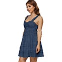 Digital dark blue Linen Ruffle Strap Babydoll Chiffon Dress View2