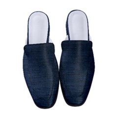 Digital Dark Blue Linen Women s Classic Backless Heels by ConteMonfrey