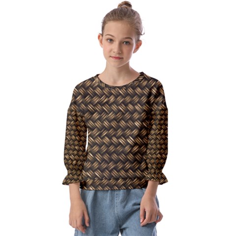 Brown Straw - Country Side Kids  Cuff Sleeve Top by ConteMonfrey