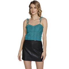 Blue Digital Fabric Flowy Camisole Tie Up Top by ConteMonfrey