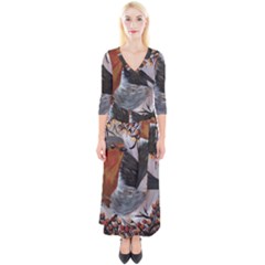 European Robin Quarter Sleeve Wrap Maxi Dress