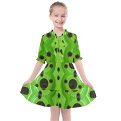 Abstract Geometric Modern Pattern Kids  All Frills Chiffon Dress by dflcprintsclothing