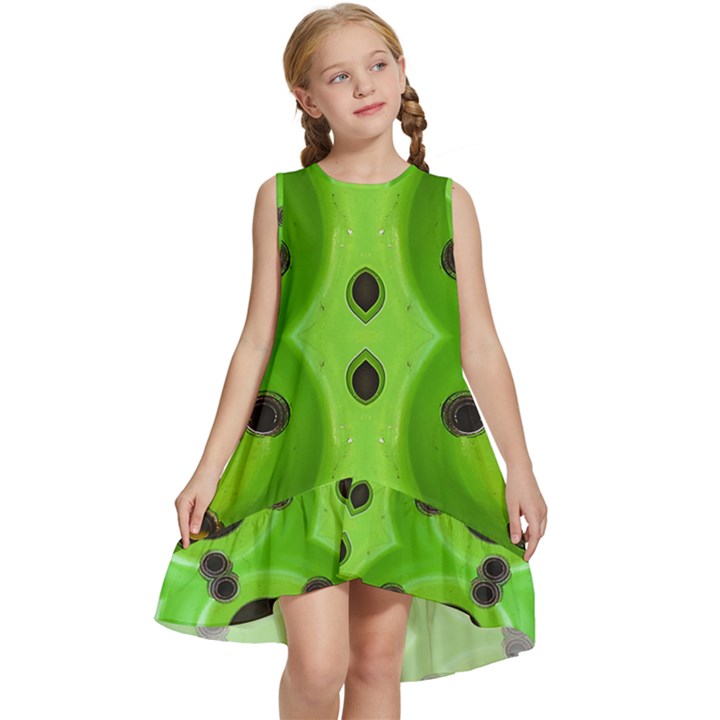 Abstract Geometric Modern Pattern Kids  Frill Swing Dress