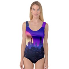 The Sun Night Music The City Background 80s, 80 s Synth Princess Tank Leotard  by uniart180623