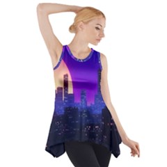 The Sun Night Music The City Background 80s, 80 s Synth Side Drop Tank Tunic by uniart180623