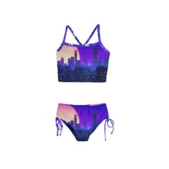 The Sun Night Music The City Background 80s, 80 s Synth Girls  Tankini Swimsuit by uniart180623