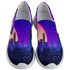 The Sun Night Music The City Background 80s, 80 s Synth Women s Lightweight Slip Ons by uniart180623