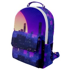 The Sun Night Music The City Background 80s, 80 s Synth Flap Pocket Backpack (small) by uniart180623