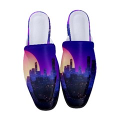 The Sun Night Music The City Background 80s, 80 s Synth Women s Classic Backless Heels by uniart180623