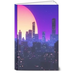 The Sun Night Music The City Background 80s, 80 s Synth 8  X 10  Hardcover Notebook by uniart180623