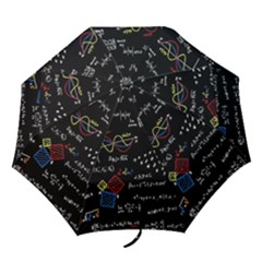 Black Background With Text Overlay Mathematics Formula Board Folding Umbrellas by uniart180623