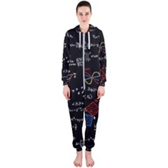 Black Background With Text Overlay Mathematics Formula Board Hooded Jumpsuit (ladies) by uniart180623