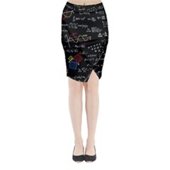 Black Background With Text Overlay Mathematics Formula Board Midi Wrap Pencil Skirt by uniart180623