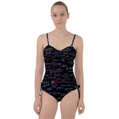 Black Background With Text Overlay Mathematics Formula Board Sweetheart Tankini Set by uniart180623