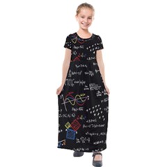 Black Background With Text Overlay Mathematics Formula Board Kids  Short Sleeve Maxi Dress by uniart180623