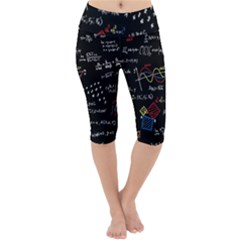 Black Background With Text Overlay Mathematics Formula Board Lightweight Velour Cropped Yoga Leggings by uniart180623