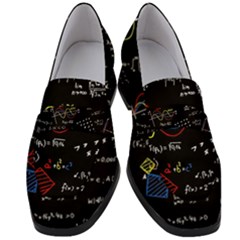 Black Background With Text Overlay Mathematics Formula Board Women s Chunky Heel Loafers by uniart180623