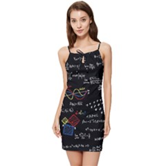 Black Background With Text Overlay Mathematics Formula Board Summer Tie Front Dress by uniart180623