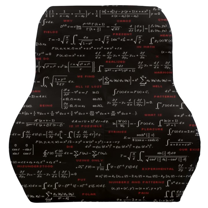 Black Background With Text Overlay Digital Art Mathematics Car Seat Back Cushion 