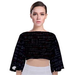 Black Background With Text Overlay Digital Art Mathematics Tie Back Butterfly Sleeve Chiffon Top by uniart180623