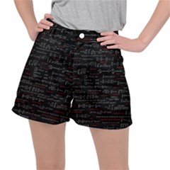 Black Background With Text Overlay Digital Art Mathematics Women s Ripstop Shorts by uniart180623