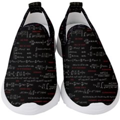 Black Background With Text Overlay Digital Art Mathematics Kids  Slip On Sneakers by uniart180623