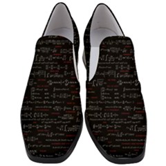 Black Background With Text Overlay Digital Art Mathematics Women Slip On Heel Loafers by uniart180623