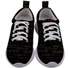 Black Background With Text Overlay Digital Art Mathematics Kids Athletic Shoes by uniart180623