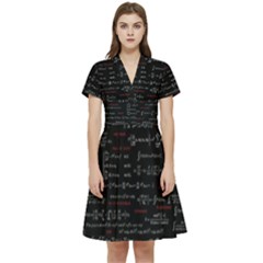 Black Background With Text Overlay Digital Art Mathematics Short Sleeve Waist Detail Dress by uniart180623