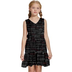 Black Background With Text Overlay Digital Art Mathematics Kids  Sleeveless Tiered Mini Dress by uniart180623