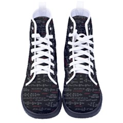 Black Background With Text Overlay Digital Art Mathematics Men s High-top Canvas Sneakers by uniart180623