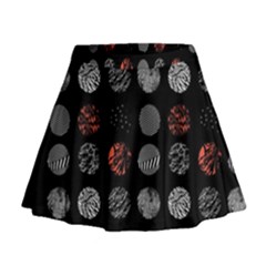 Black And Multicolored Polka Dot Artwork Digital Art Mini Flare Skirt by uniart180623