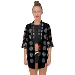 Black And Multicolored Polka Dot Artwork Digital Art Open Front Chiffon Kimono by uniart180623