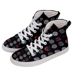 Black And Multicolored Polka Dot Artwork Digital Art Women s Hi-top Skate Sneakers by uniart180623