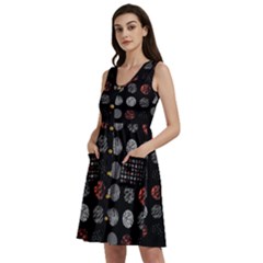 Black And Multicolored Polka Dot Artwork Digital Art Sleeveless Dress With Pocket by uniart180623