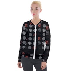 Black And Multicolored Polka Dot Artwork Digital Art Velvet Zip Up Jacket by uniart180623