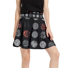 Black And Multicolored Polka Dot Artwork Digital Art Waistband Skirt by uniart180623