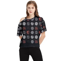 Black And Multicolored Polka Dot Artwork Digital Art One Shoulder Cut Out Tee by uniart180623