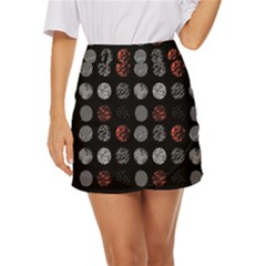 Black And Multicolored Polka Dot Artwork Digital Art Mini Front Wrap Skirt by uniart180623